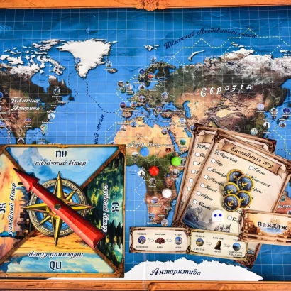 Настільна гра "Навколо світу" 30110 рулетка, призові жетони 75 штук