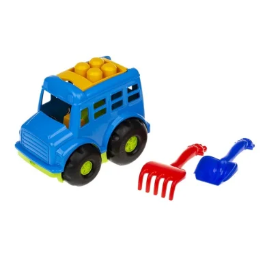 Ігровий набір для пісочниці Автобус "Бусик" №1 0084 лопатка та грабельки Синій