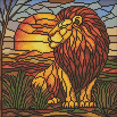 Алмазна мозаїка "Вітраж. Лев" AMO8334, 30х30 см
