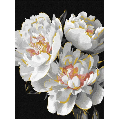Картина за номерами "Білі бутони" KHO3297 з фарбами металік 30х40 см