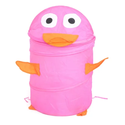 Кошик для іграшок "Рожева Качечка" M 1039(Pink) діаметр 37 см, висота 47/57 см, з кришкою