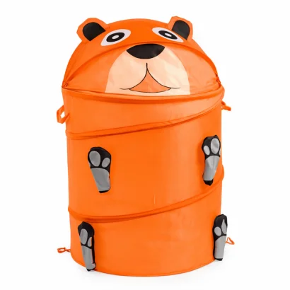 Кошик для іграшок "Ведмедик" M 1039(Orange) діаметр 37 см, висота 47/57 см, з кришкою