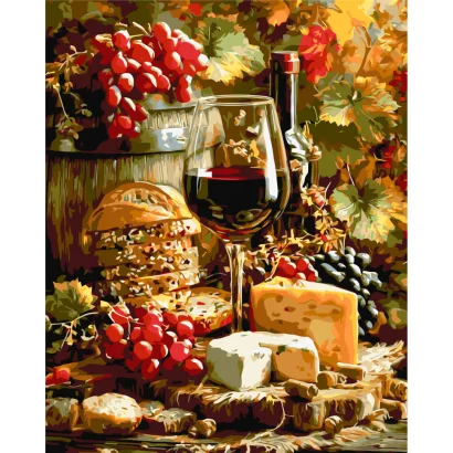 Картина за номерами "Натюрморт з вином та сиром" LW3059-01, 40х50 см
