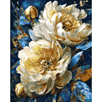 Картина за номерами "Королівські півонії" LW31470-01 з фарбами металік 40х50 см