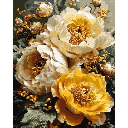 Картина за номерами "Симфонія півоній" LW3154-01 з фарбами металік 40х50 см