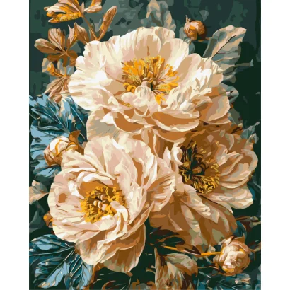 Картина за номерами "Ніжні півонії" LW3159-01 з фарбами металік 40х50 см