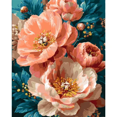 Картина за номерами "Рожеві півонії" LW3170-01 з фарбами металік 40х50 см