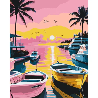 Картина за номерами "Під пальмами вечора" &copy;arttem_illustration 10631-AC 40х50 см
