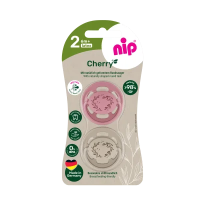 Пустушка кругла &quot;Вишенька-Зелена Серія&quot; кораловий/бежевий (латекс) (від 6 міс.),(2 шт)/ NIP