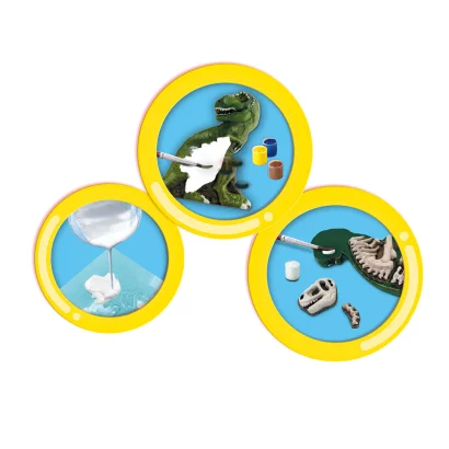 Набір для створення гіпсової фігурки -ТІ-РЕКС ЗІ СКЕЛЕТОМ (гіпс,формочка,клей,6 фарб,губка,щіточка)