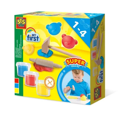 Набір для ліплення серії "My first" - ВМІЛІ ПАЛЬЧИКИ (3 кольори, в пластикових баночках, інструменти)