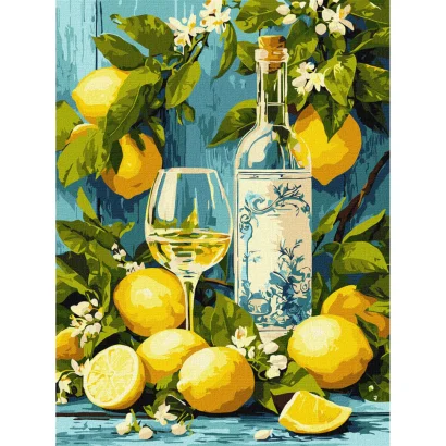 Картина за номерами "Біле вино та лимони" &copy;art_selena_ua KHO5769, 30х40 см