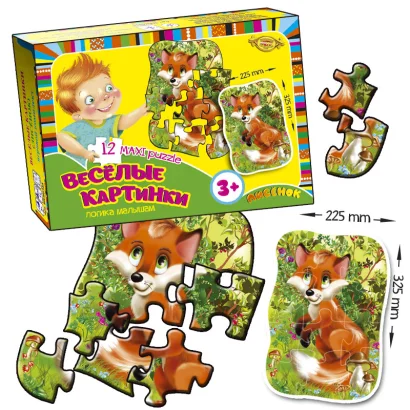 Дитяча настільна гра "Веселі картинки. Лисеня" MKM0335, 12 пазлів