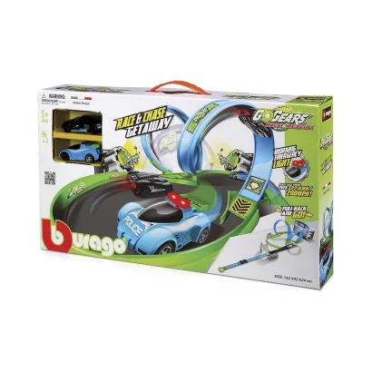 Ігровий набір серії GoGears - ПОЛІЦЕЙСЬКА ПОГОНЯ (трек с 1 доріжкою,2 петлі, 2 машинки с інерційним механізмом)