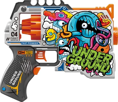 Іграшковий пістолет автомат. барабан на батарейках з м'як. набоями Підземелля (12 шт.) (21х19см)