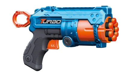 Іграшковий пістолет механічний з барабаном та м'якими набоями (12 шт.) (22,5 х 14см)