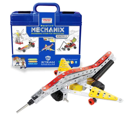 Металевий конструктор з електромотором у пластиковому кейсі &quot;ROBOTIX&quot; №3 (215 елм./8 моделей)
