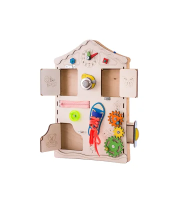 Дитяча дошка будиночок розвиваюча. Бізіборд D008, 38х56х6