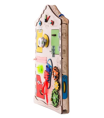 Дитяча дошка будиночок розвиваюча. Бізіборд D008, 38х56х6