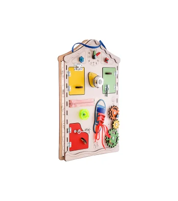 Дитяча дошка будиночок розвиваюча. Бізіборд D008, 38х56х6