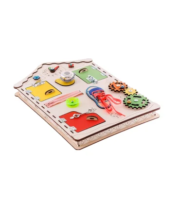 Дитяча дошка будиночок розвиваюча. Бізіборд D008, 38х56х6