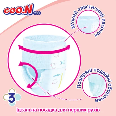 Трусики-підгузки GOO.N Plus для дітей 6-12 кг (розмір M, унісекс, 52 шт)