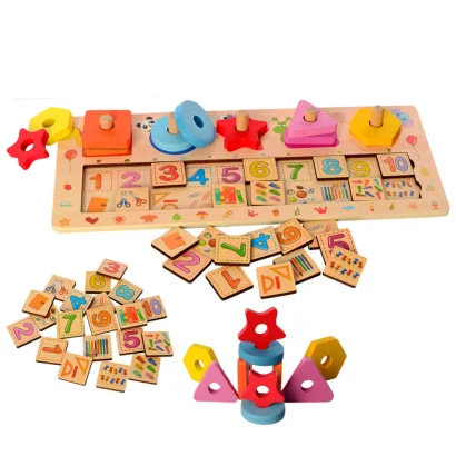 Розвиваючий набір першокласника MD 2183 дерев'яний  Геометрика/рахівниця