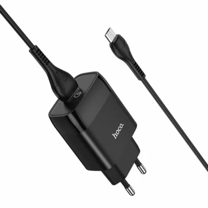 Мережевий зарядний пристрій HOCO C72Q Glorious single port QC3.0 charger set(Micro) 18W Black