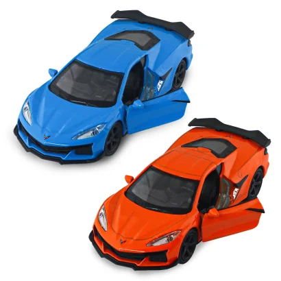 Автомодель - CHEVROLET CORVETTE Z06 2023 (помаранчевий, світло-блакитний)