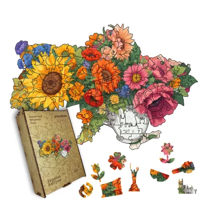 Пазл дерев'яний Україна Квітуча, А5, Картонна коробка