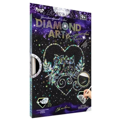 Комплект креативної творчості "DIAMOND ART" DAR-01, 10 видів  Сови на гілці