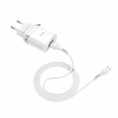 Мережевий зарядний пристрій HOCO C12Q Smart QC3.0 charger set(Micro) 18W White
