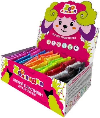 Пластилін легкий ZOOлипашки шоу-бокс &quot;Баранчик&quot; ZIRKA 140213 (шоу-бокс 14 кольорів, 56 стиків по 6 г)