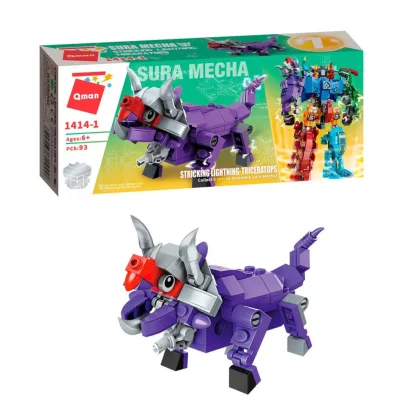 Дитячий Конструктор Qman 1414-1-6 трансформер (робот + динозавр) 93 дет  Triceratops