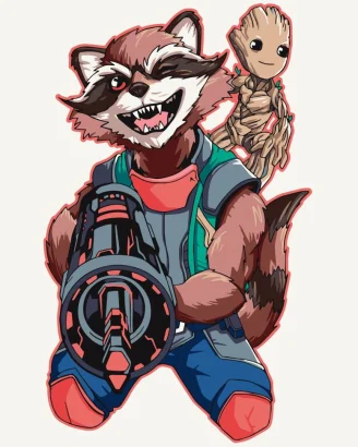 Картина за номерами &quot;Грут та Ракета&quot; Art Craft 16004-AC 40х50 см