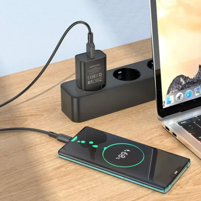 Мережевий зарядний пристрій BOROFONE BA72A Spring single port QC3.0 charger set(Type-C) 18W Black
