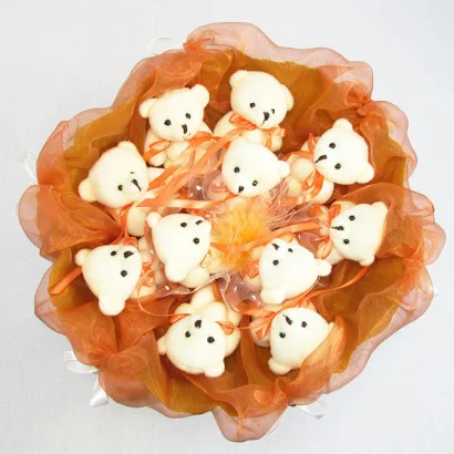 Букет з м'яких іграшок 11 ведмедиків 5283IT теракотовий