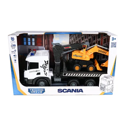 Ігровий набір серії "Super Big Truck" &ndash; АВТОКРАН SCANIA З ЕКСКАВАТОРОМ (світло, звук)