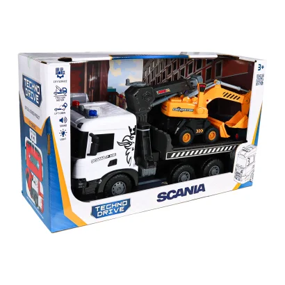 Ігровий набір серії "Super Big Truck" &ndash; АВТОКРАН SCANIA З ЕКСКАВАТОРОМ (світло, звук)