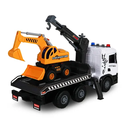 Ігровий набір серії "Super Big Truck" &ndash; АВТОКРАН SCANIA З ЕКСКАВАТОРОМ (світло, звук)