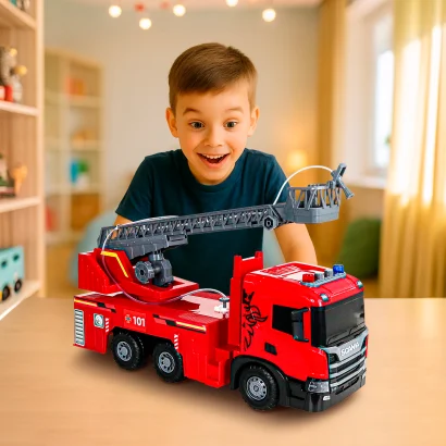 Автомодель серії "Super Big Truck" &ndash; ПОЖЕЖНА МАШИНА SCANIA (світло, звук, функ. води)
