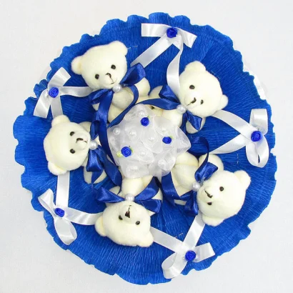 Букет з м'яких іграшок 5 ведмедиків 5290IT синій