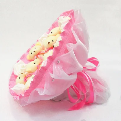 Букет з м'яких іграшок 9 ведмедиків 5337IT рожевий