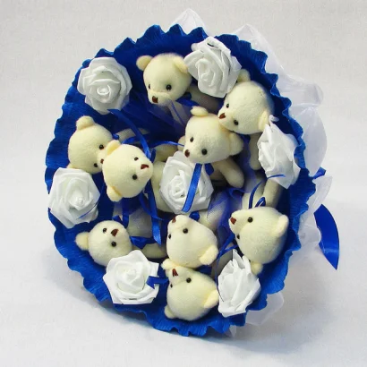 Букет з м'яких іграшок 9 ведмедиків 5339IT синій
