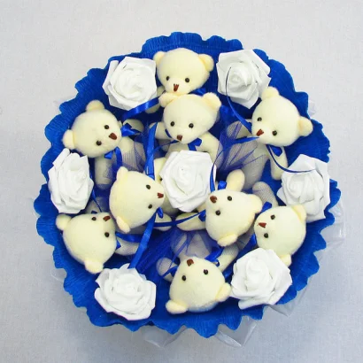 Букет з м'яких іграшок 9 ведмедиків 5339IT синій
