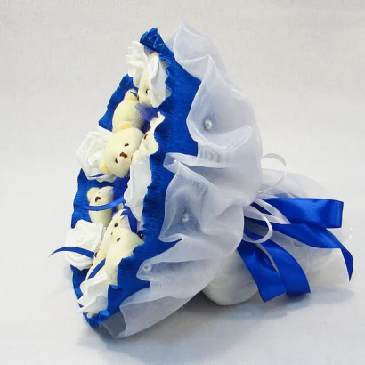 Букет з м'яких іграшок 9 ведмедиків 5339IT синій