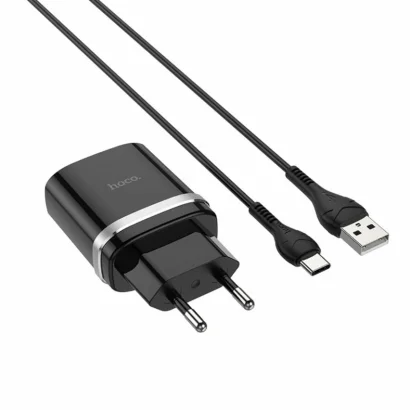 Мережевий зарядний пристрій HOCO C12Q Smart QC3.0 charger set(Type-C) 18W Black
