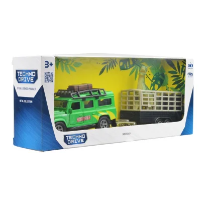 Ігровий набір – LAND ROVER (з причепом і динозавром)