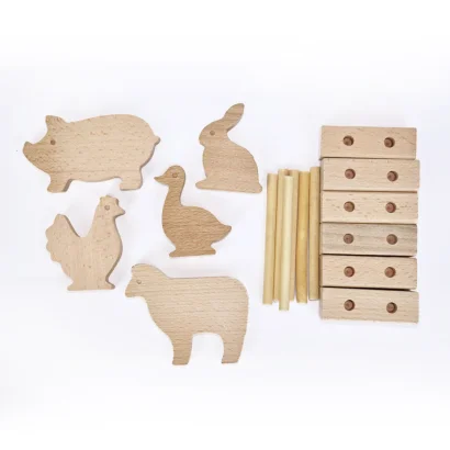 Дерев'яний ігровий набір "Фігурки тварин" Igroteco 900521, 17 деталей