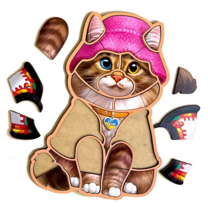 Дерев'яний контурний пазл &quot;Український котик&quot; Ubumblebees (ПСФ136) PSF136 контурний